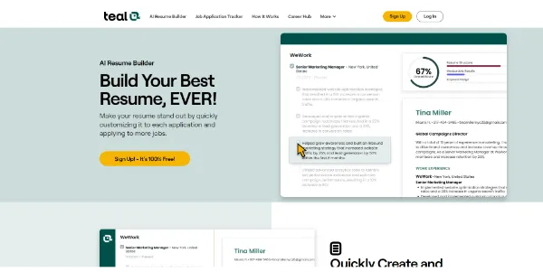 Teal Resume Builder AI