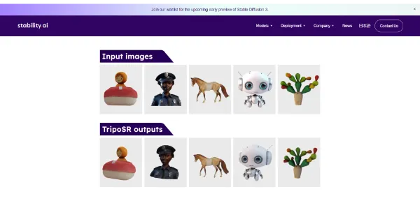 TripoSR AI 3D models