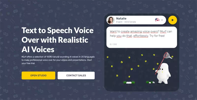 Vue de l'interface Text-to-Speech du site Murf.AI