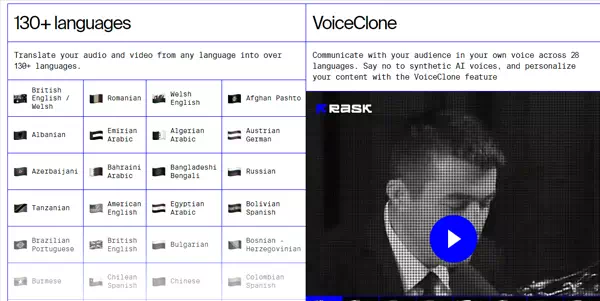 Rask AI translation into 130 languages