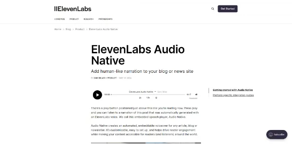 Audio Native ElevenLabs AI