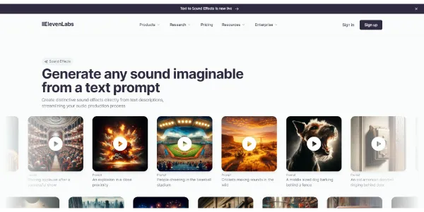 AI Text to Sound Effects Generator by ElevenLabs